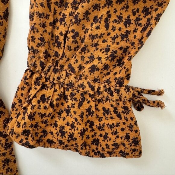 Zara Blouse Tiered Animal Print Long Sleeve Gauze Crepe Lightweight Neutral Sz M - Picture 11 of 16